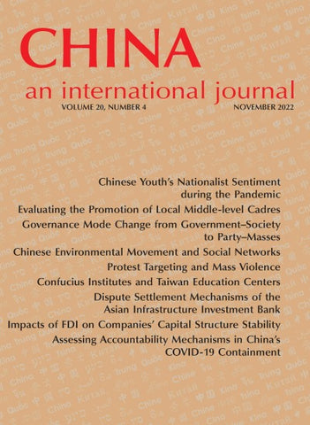 (Print Edition) China: An International Journal Volume 20, Number 4 (November 2022)